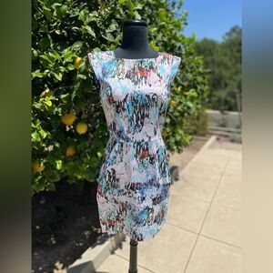 French Connection abstract watercolor print sheath - size 8